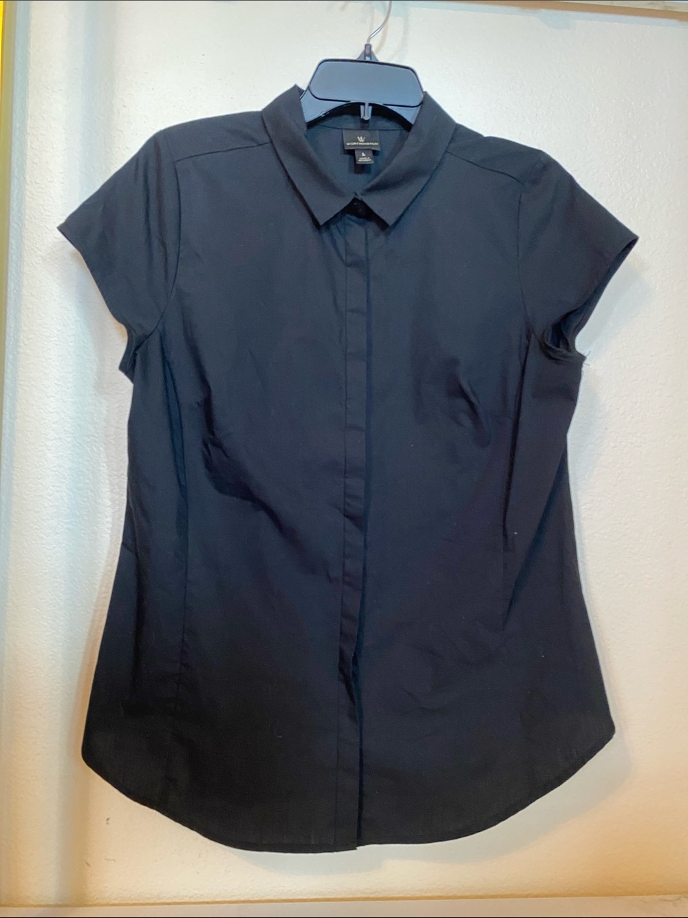 Worthington Black Short-Sleeve Button-Front Shirt